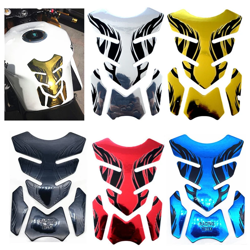 Fishbone 3D Tank Pad Sticker Car Motorcycle Sticker Oil & Gas Protector Cover Decoration Flame Motorcycle Accessories 1PCS