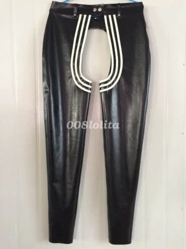 

100% Latex Rubber Men Gummi Trousers Handsome Open Pants Size XS-XXL