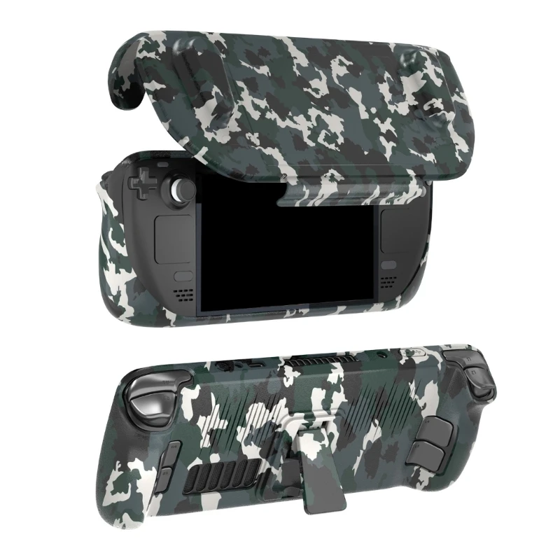 

Protective for Steam-Deck Shockproof Cover Game Console Housing with Foldable Bracket- and Front Frame Cover