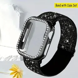 Elegant Bracelet with Screen Protector - Premium Watch Accessory Set - 44mm (Black)