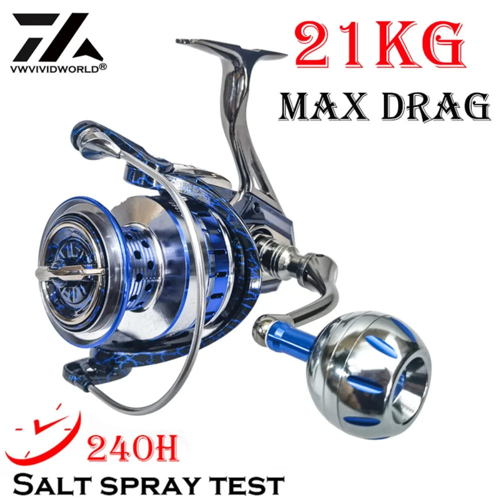 New All Metal Fishing Reel 21Kg Max Drag Power Spinning Gear Metal
