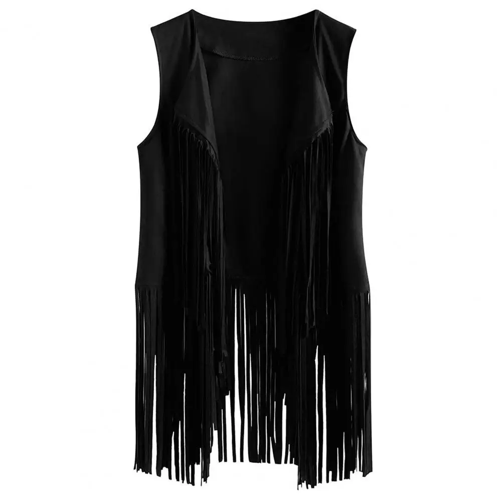 

Women Fringed Vest Vintage Western Cowboy Cosplay Hippie Stage Performance Role Play Lady Waistcoat with Tassel Fringe for Women