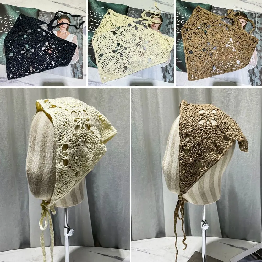 

Женский трикотажный кружевной шарф, треугольный шарф, повязка на голову