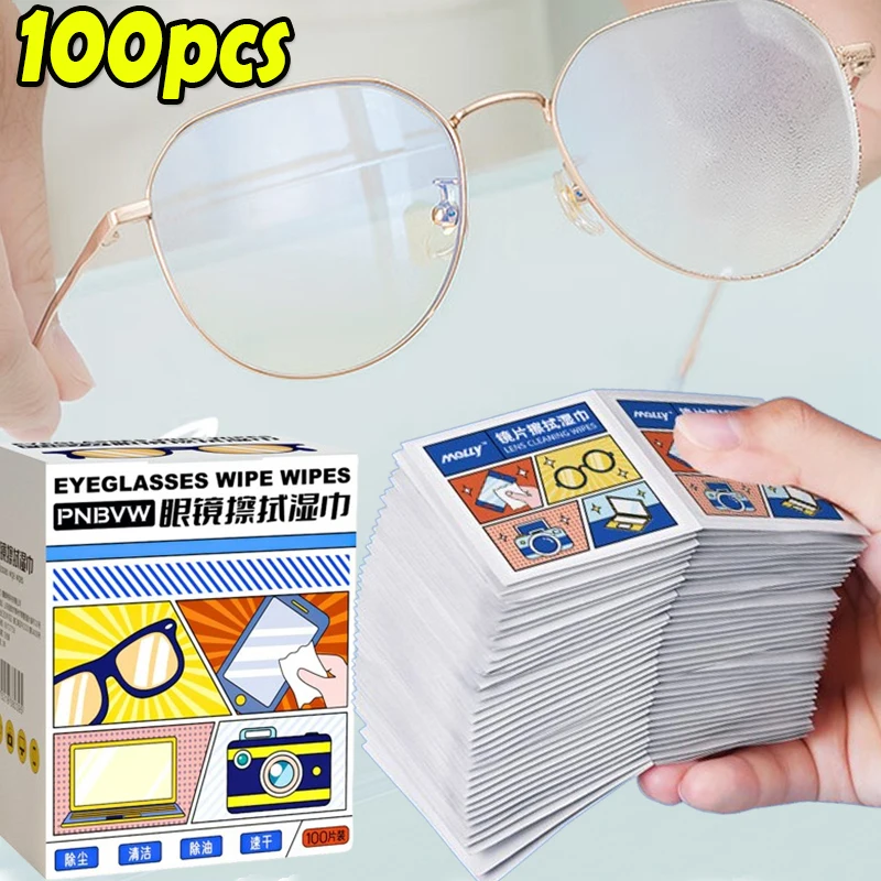 

10-100Pcs Glasses Cleaner Wet Wipe Portable Independent Packaging Disposable Glasses Cloth Car Mirror Camera Lens Wiping Cloth