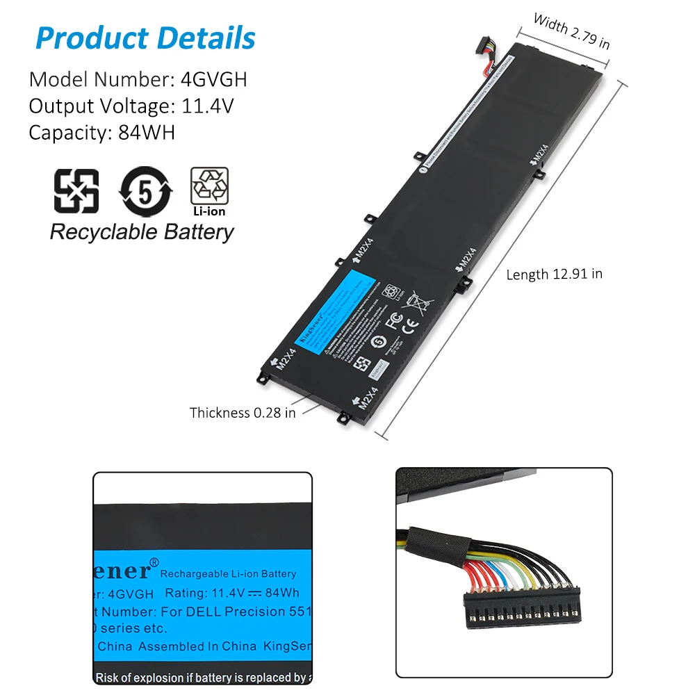 Kingsener-bateria do Portátil para Dell 4gvgh Dell Xps 15 9550 Precision 5510 Series M7r96 62mjv Ferramentas Gratuitas Rrcgw - Imagem 6