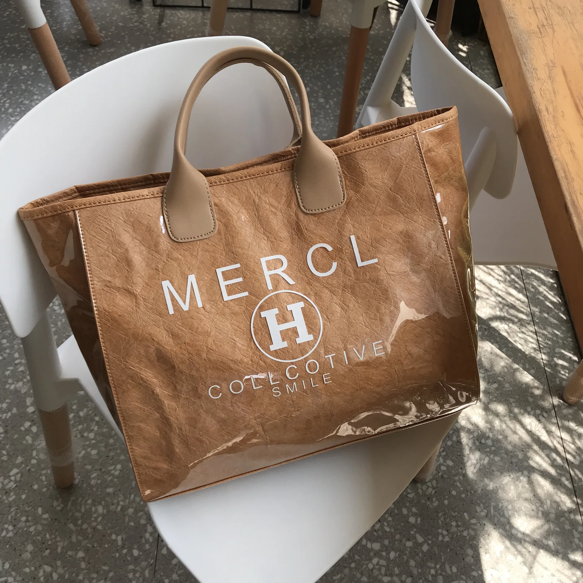 New women's handbags in spring PVC tote bags street fashion letters large-capacity sandwich handbags bag for women