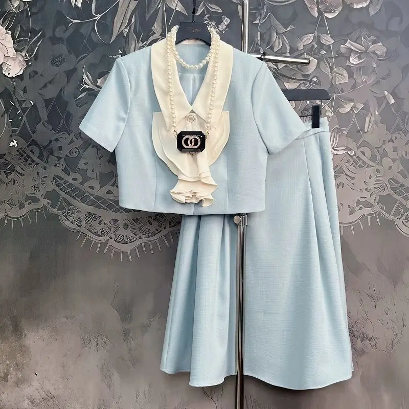 

Женский летний винтажный шикарный костюм, милая рубашка, топы и аксессуары, комплект из двух предметов, Дамская Очаровательная подходящая одежда, новая одежда