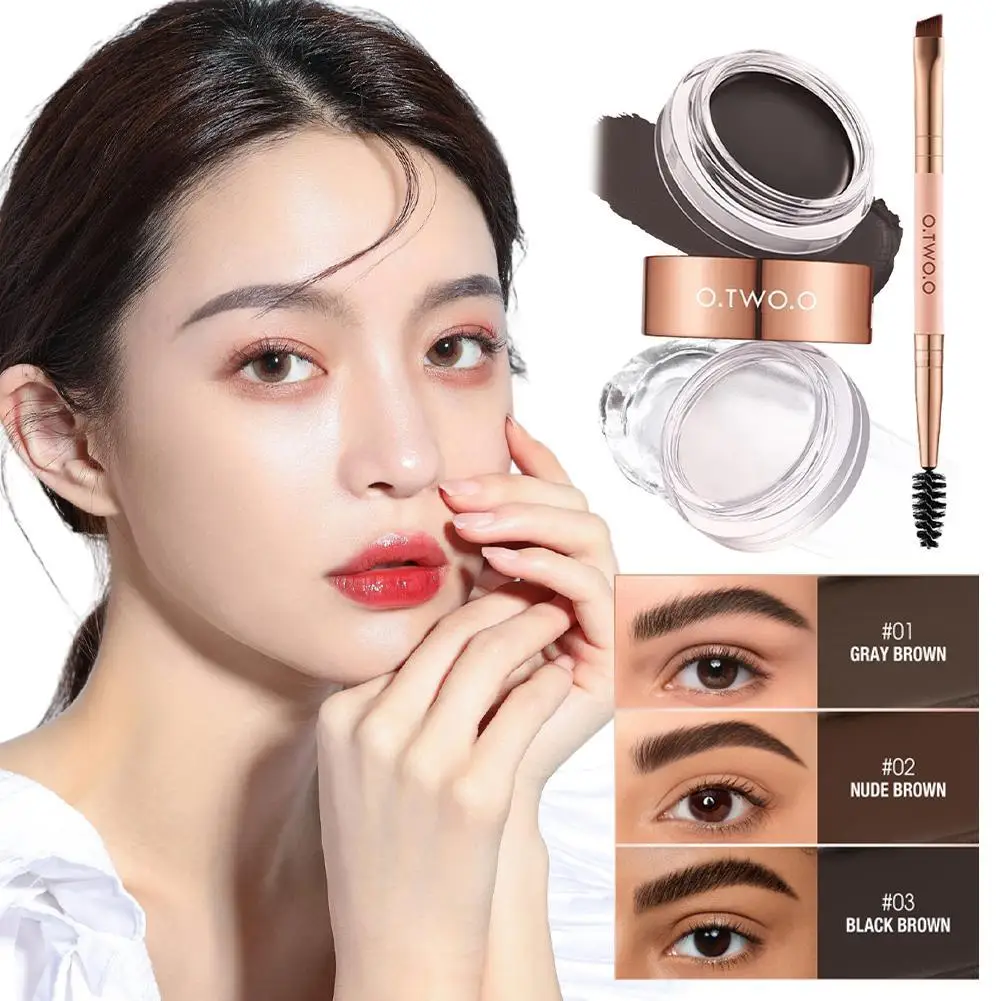 

3 Colors Waterproof Eyebrow Pomade Gel Eyebrow Tint Cosmetic Makeup Eye Enhancer With Eye Brush Brow Makeup Cream J4x9