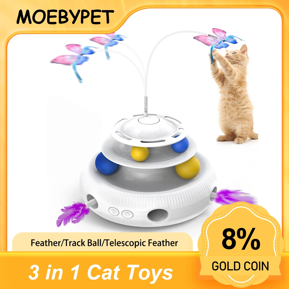 Moebypet3in1InteractiveCatToysDoublelayerTrackball