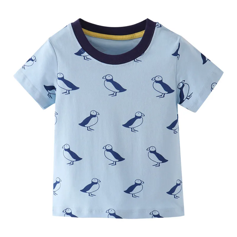 Jumping Meters Summer Children's T Shirts Animals Print Boys Girls Short Sleeve Tees Tops Baby Clothing