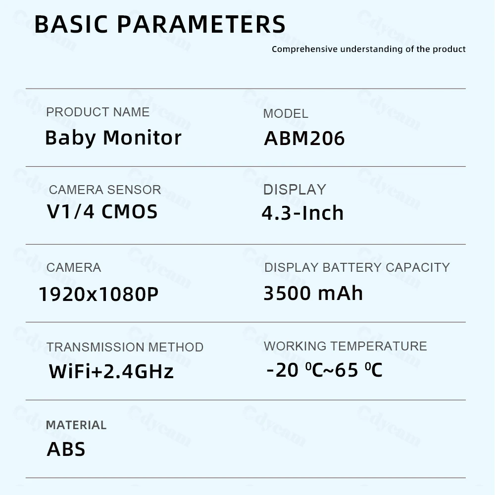 Babyphone 4,3 Zoll 1080p WLAN mit App & Kamera Überwachung