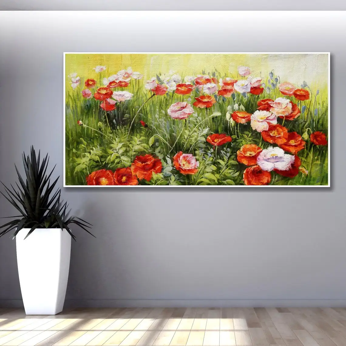 

100% Hand-painted Oil Painting Blooming Colorful Tree Abstract Plant Floral Painting Tree Art Landscape Large Wall Art Home Deor