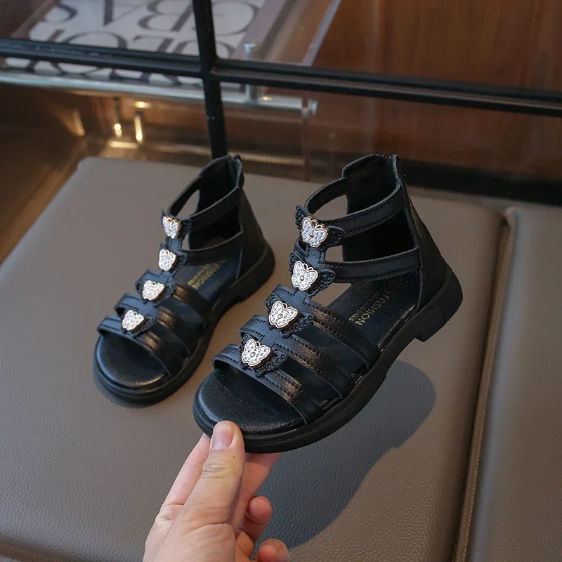 Black Beige Kids Summer Sandals Non Slip Open Toe