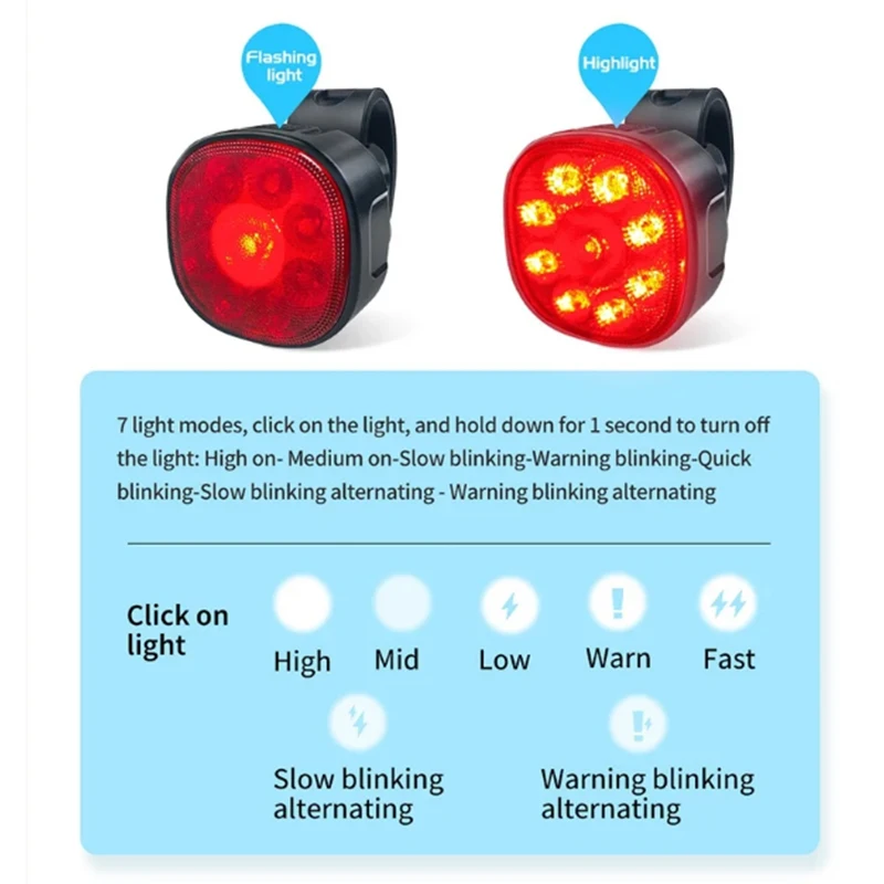 Bicycle Light Bike Lights Set High Brightness MTB Bicycle Lamp Type-C Rechargeable Front and Rear Cycling Safety LED Lighting Bicycle Lantern