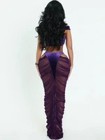 Cutenew – ensemble 2 pièces Coquette Sexy pour femmes, débardeur croisé en velours + jupe taille haute creuse patchwork, tenues de club assorties 5