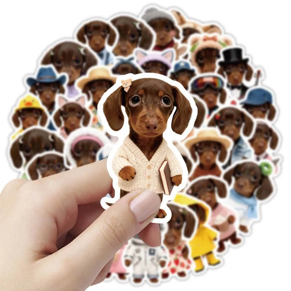 50/100Pcs 귀여운 닥스훈트 낙서 스티커 Ins 스타일 방수 컵 전화 케이스 노트북 헬멧 자동차 파일 폴더 책상 서랍 데칼