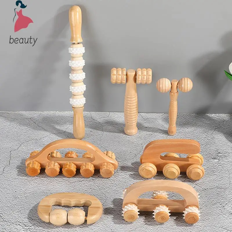 1Pc Wood Roller Body Reflexology Acupuncture Therapy Meridians Scrap Lymphatic Drainage Face Lift Tool Massager