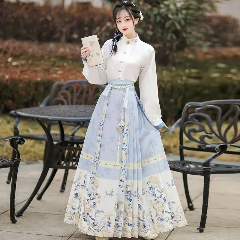 

Ming Dynasty Hanfu Dress Chinese Traditional Horse Face Skirt Ancient Halloween Cosplay Costume Oriental Hanfu Dance Carnival