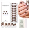 French Leopard Print Semi-Cured Gel Nail Wraps Adhesive Waterproof Long Lasting Gel Nail Stickers Harden In UV Lamp Need 1