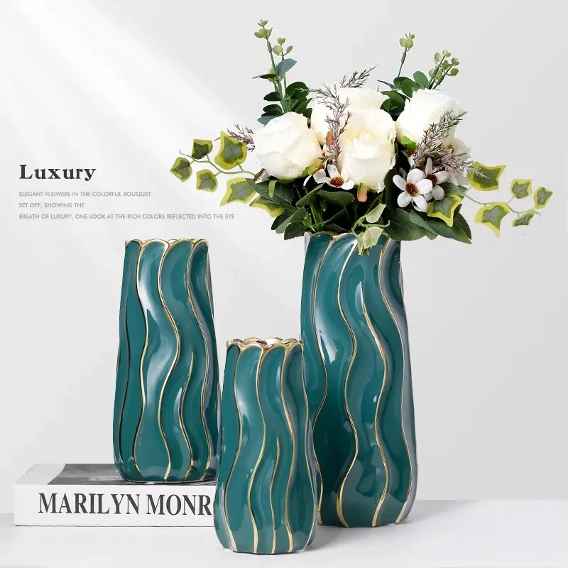 

Nordic Ceramic Vase Luxury Living Room Hydroponics Flower Arrangement Simple Home Porch Ornaments Dining Table Decoration