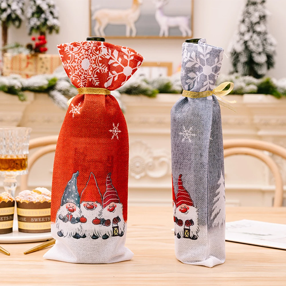 Weihnachten Weinflasche Abdeckung Weihnachten Abendessen Flasche Staub Abdeckung Neujahr Party Favor Taschen Tisch Dekorationen für Zuhause – Detail 8