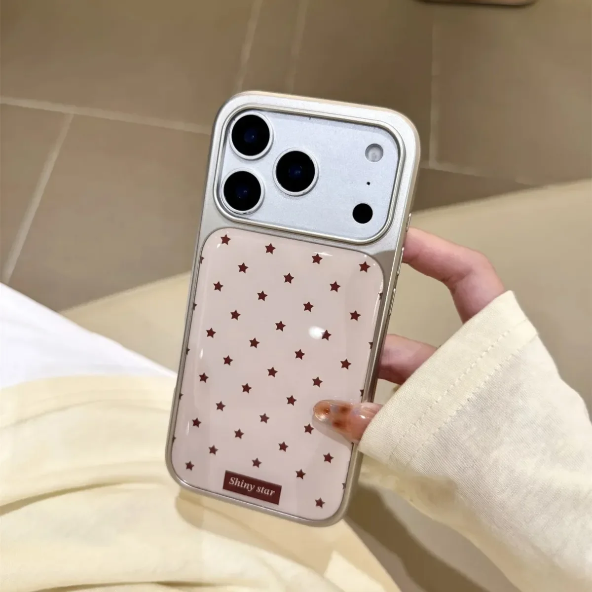 Full Screen Star Electroplated Drip Glue Phone Case with Y2K Design