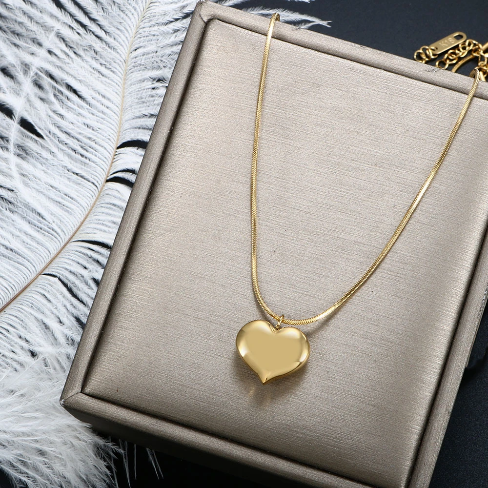 ZMFashion corazón amor Simple colgante collar de cadena de serpiente de las mujeres de los hombres acero inoxidable cadenas de clavícula encanto par joyería de fiesta joyas de anabel pantoja|Collares colgantes| -