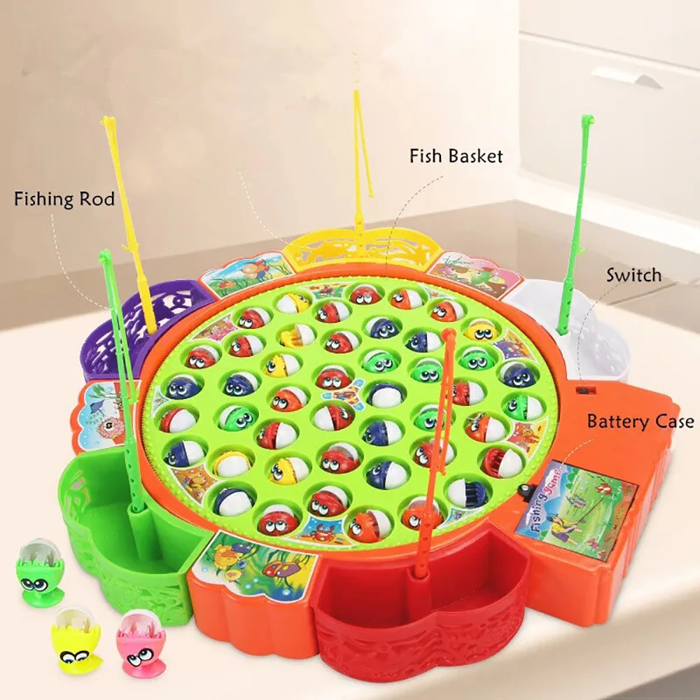  1 set fishing toy play set with plastic fishing rod