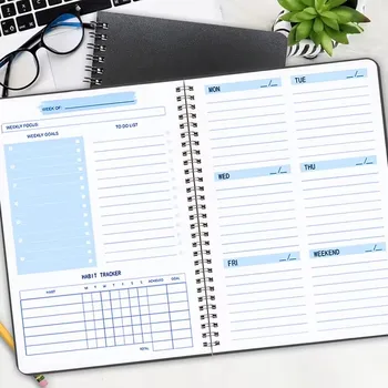 Agenda Agenda Agenda Notebook di efficienza Diario giornaliero settimanale mensile Diario per studenti Forniture di cancelleria per ufficio scolastico