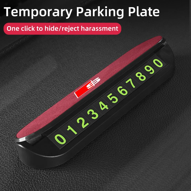 Car Interior Temporaneo Stop Sign Parking Number Card Decorazione Per Audi Q5 Q7 Q3 A3 A4 Q2 Rs3 Rs4 S5 S6 S7 Quattro Tt