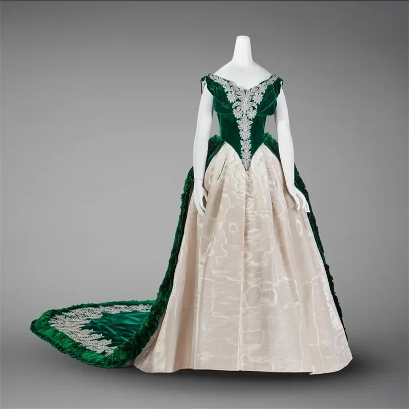 1888s Russian Royal Court Victorian Wedding Elegant Prom Dress Historical Retro Masquerade Ball Gown