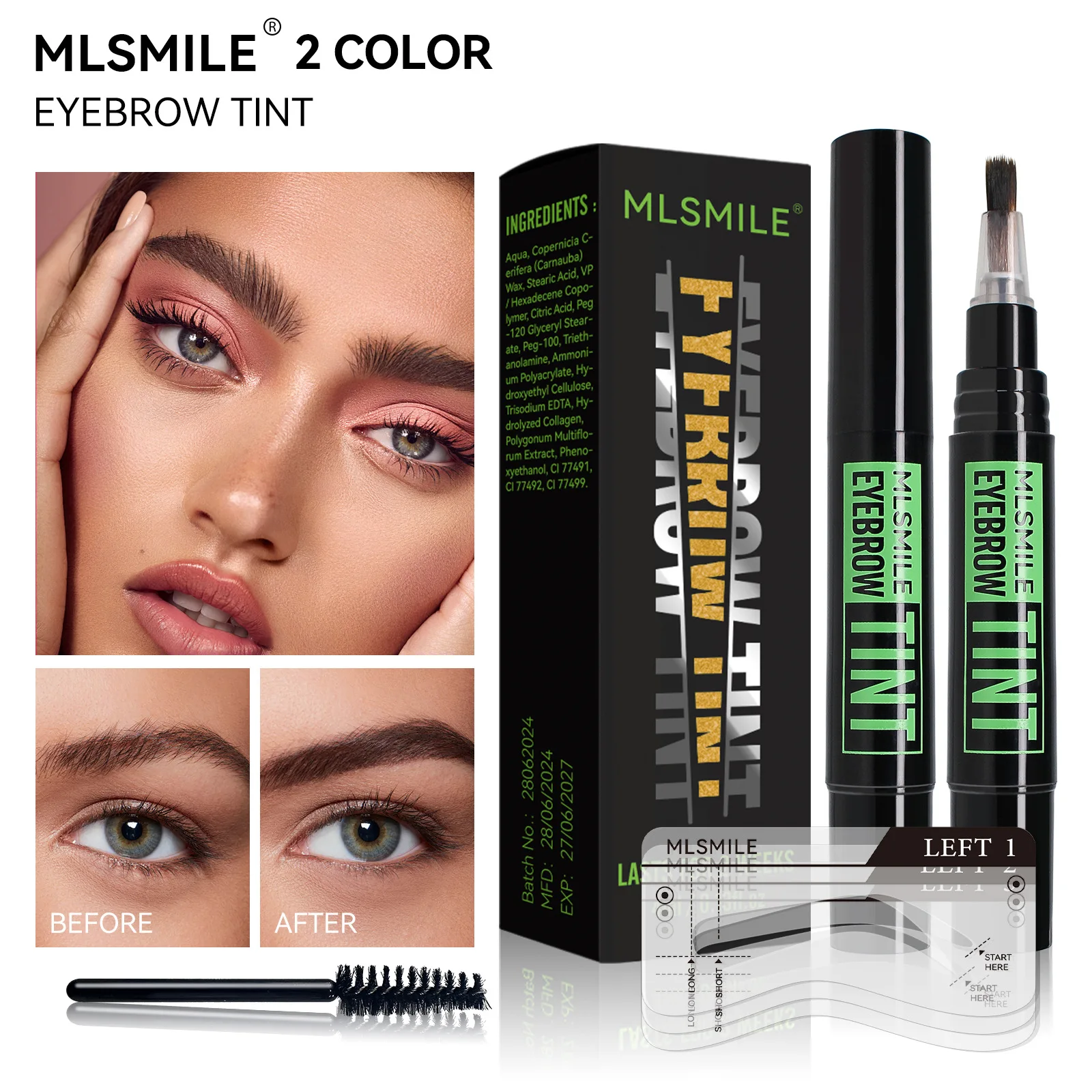 2Colors Eyelash Eyebrow Dye Tint Kit Fast Tint Brow Dye Gel Eyebrow Cream Brow Enhancers Henna Mascara Makeup Tool