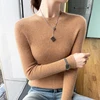Women's O-neck solid color autumn and winter sweater thick pullover 100% cashmere soft and slim Korean popular clothes tops. 3