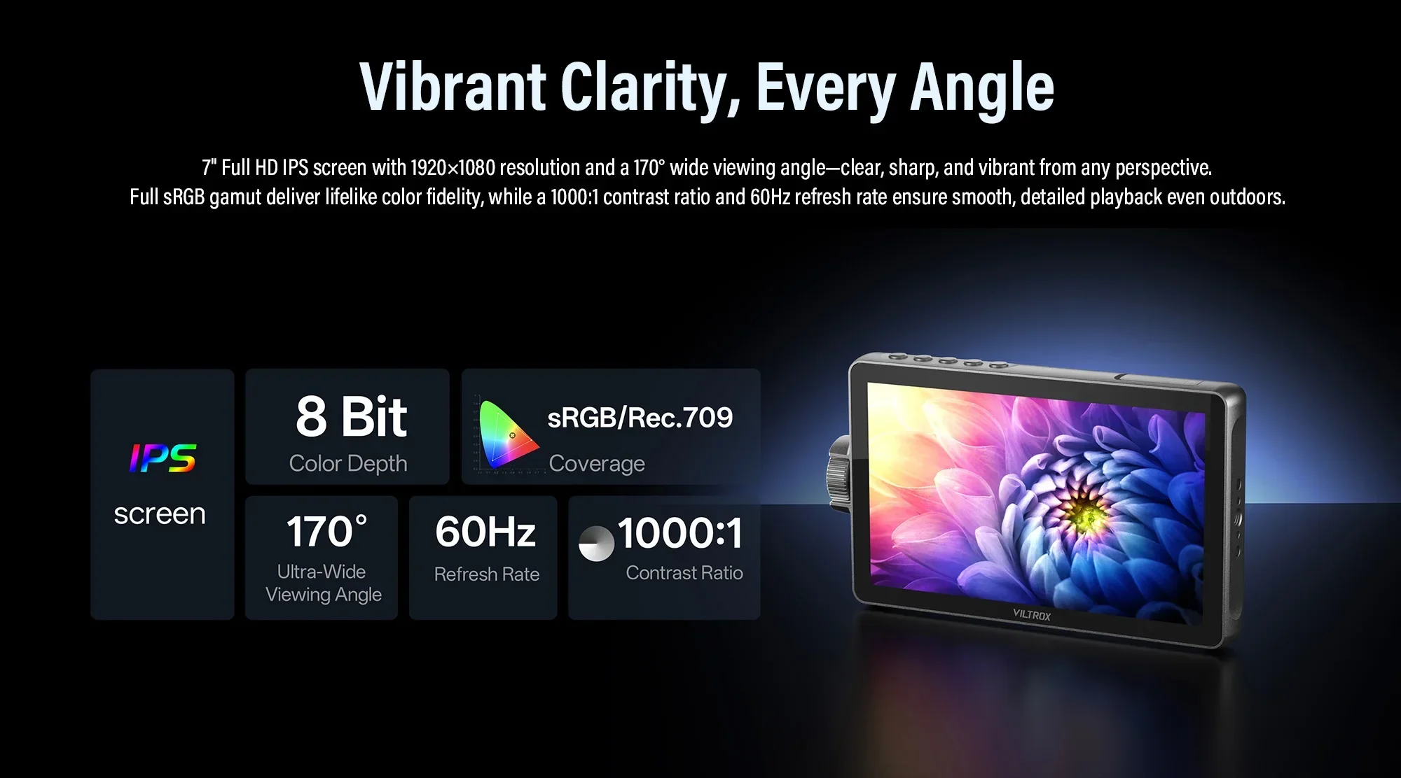 VILTROX DC-A1 Digital Camera Monitor 7 Inch 2800 Nits 1080P 4K HDMI Touchscreen