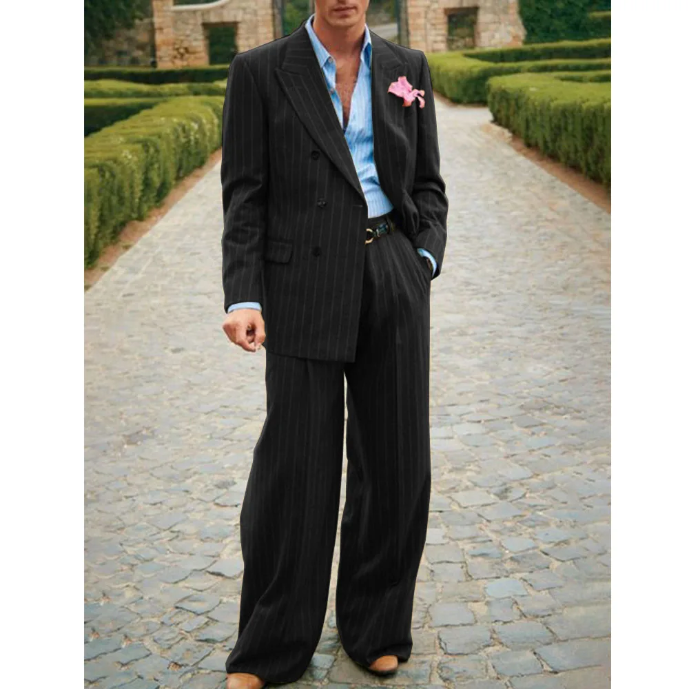 Men's Striped Suit Two Piece Elegant Fashion Suit Casual Fashion Work Wear Party Dresses Men's Halloween Costume Mens Clothing 2