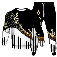 Musical Symbol Piano Violin Fader Audio Mixer Print Men Women Tracksuit Sweatshirt Jogging Pants 2 Piece Set Man Clothing Suit 2