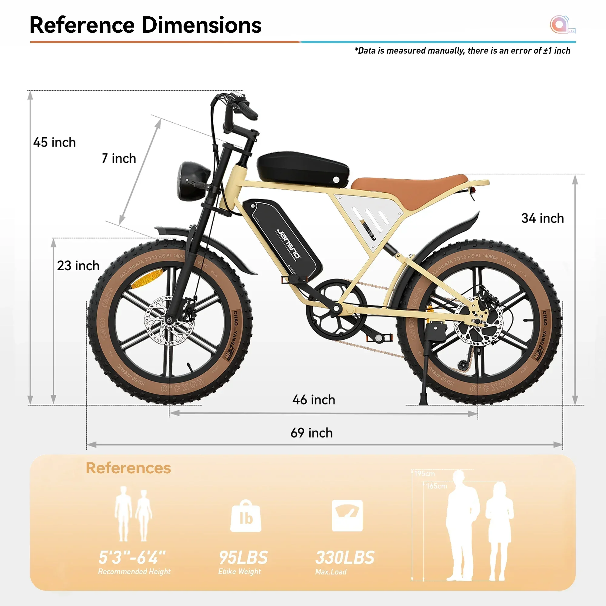 Ebike JANSNO X70G 750W 48V 34Ah Dual Battery Electric Bike 20*4.0 Inch Fat Tire Electric bike Mountain Off-road Bicycle