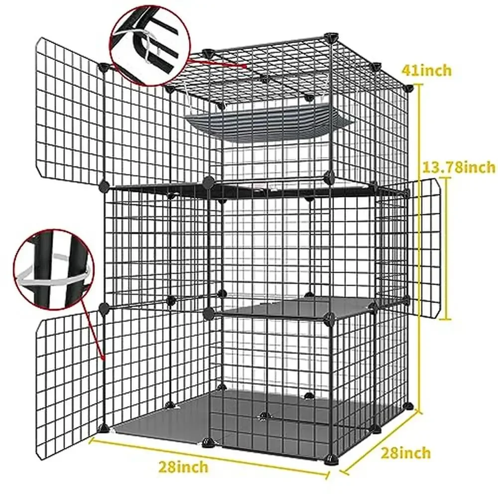 3-Tier Cat Cage Playpen DIY Enclosure Metal Wire Kennels 2Lx2Wx3H Crate Large Exercise Place Ideal Cats Kittens Vertical Space cat cage