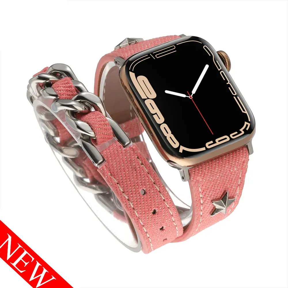 

Роскошный ремешок для Apple Watch Band 44 мм Ultra 49 мм 45 мм 40/41 мм, дизайнерский кожаный браслет Double tour для iwatch series 8 7 SE 6 5 4 3