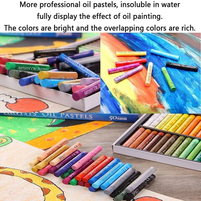12/25/50 Washable Children Oil Pastel Soft Stick Non Toxic 오일파스텔  ArtistProfessional Painting Drawing Graffiti Art Crayons Round images - 6