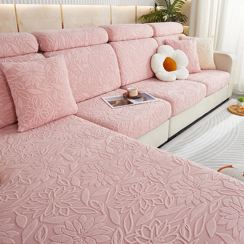 Jacquard Velvet Elastic Leather Sofa Cover Simple All-Inclusive Universal Cover Four Seasons Universal Lazy Anti Cat Scratch 6