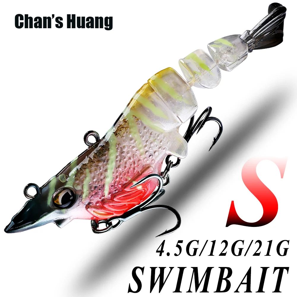 Chan's Huang 1PCS 6,3 CM / 8 CM / 10 CM Künstliche Swimbait Garnelen Realistische 3 Segment Garnelen angeln Köder Sinkende Karpfen Wobbler Köder