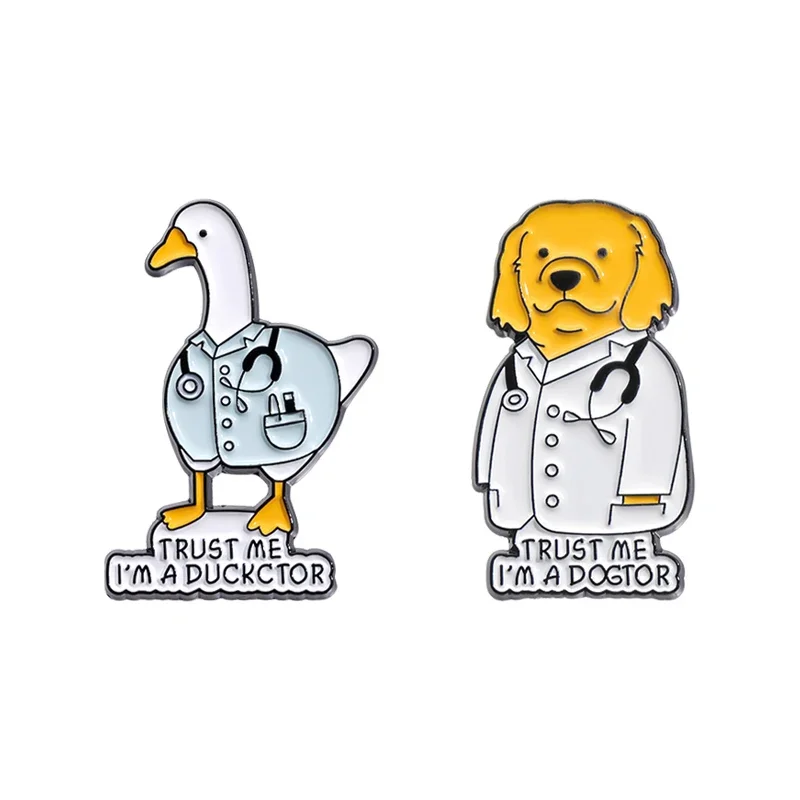

Cartoon Animal Doctor Brooch Enamel Pins Creative TRUST ME I'M A DOGTOR Brooches Clothes Lapel Badge Accessories Jewelry Gift