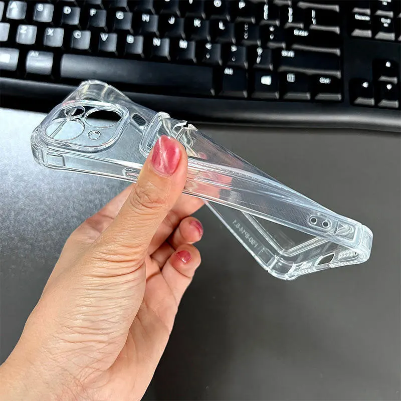 Shockproof Clear Phone Case with Card Holder Pocket - Soft TPU Design