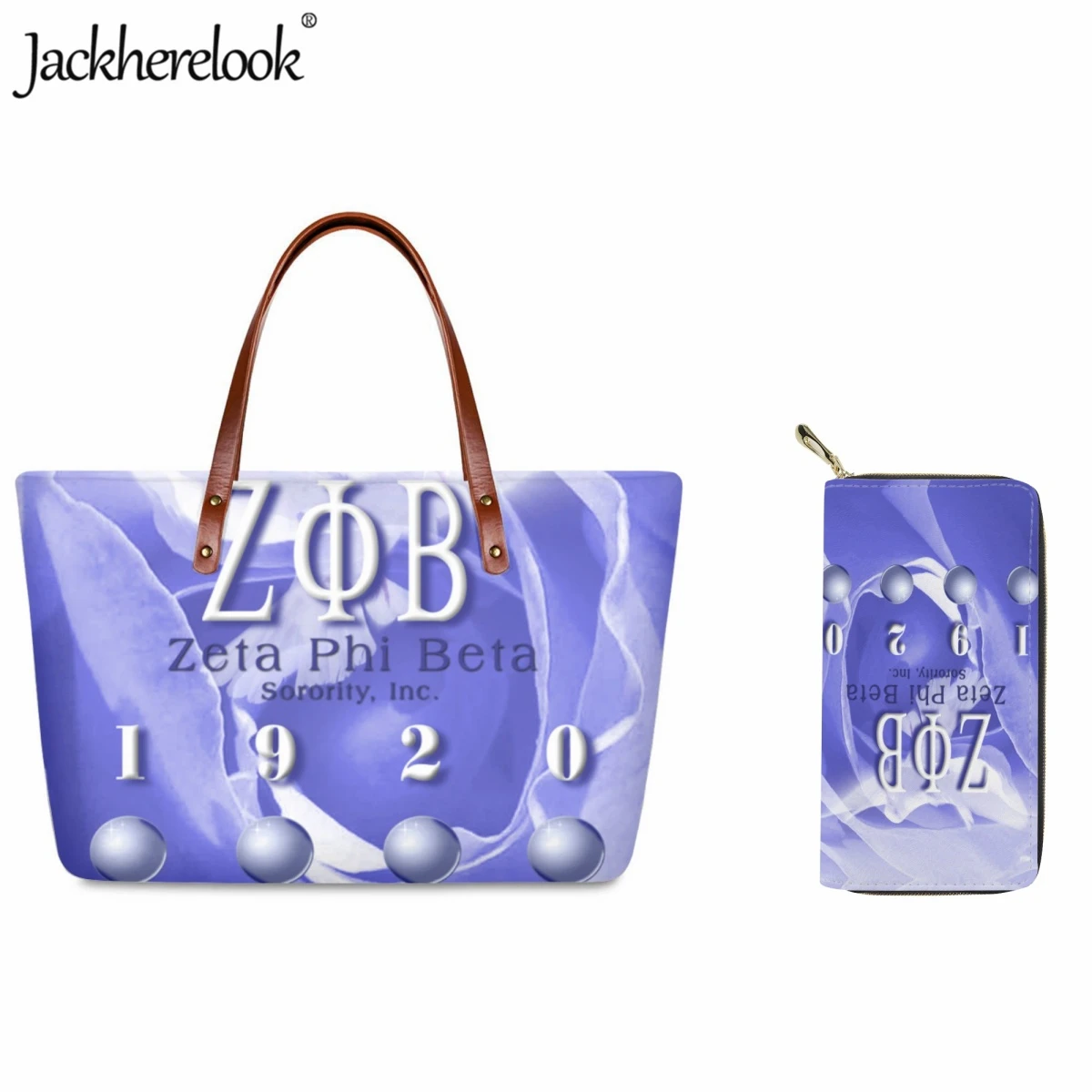 

Jackherelook New Hot Phi Beta Sigma Sorority Handbag PU Long Wallet for Women Shoulder Bag Set Large Capacity Shopping Tote Bag