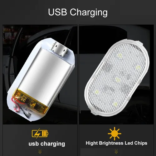 LED 자동차 도어 라이트, 자동차 인테리어, USB 충전식 무선 마그네틱 스위치, 야간 램프, LED 자동차 도어 신호 환영 조명, 1-4 개 4