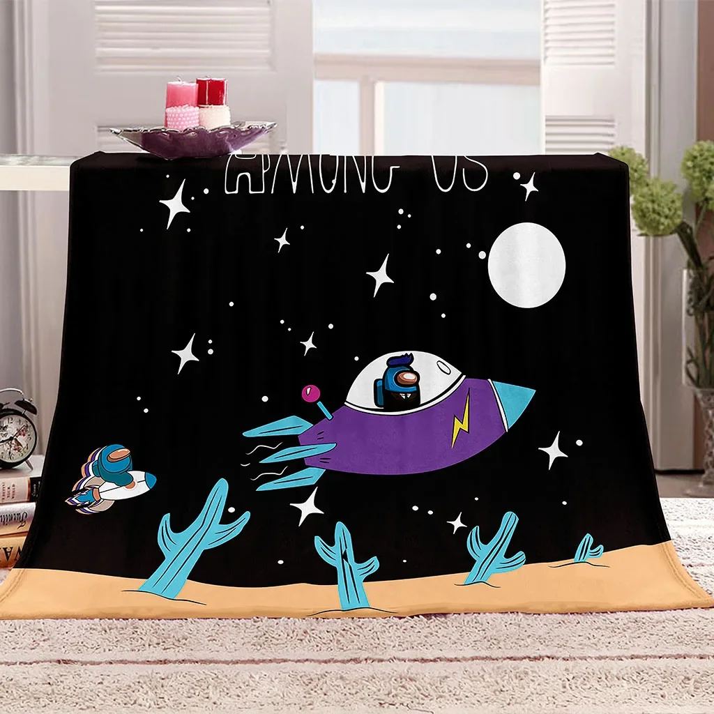 

Spaceship Rocket Colorful Blcak Games Kids Girl Boy Baby Soft Warm Polyester Throw Flannel Blanket for Couch Bed Travel Cover
