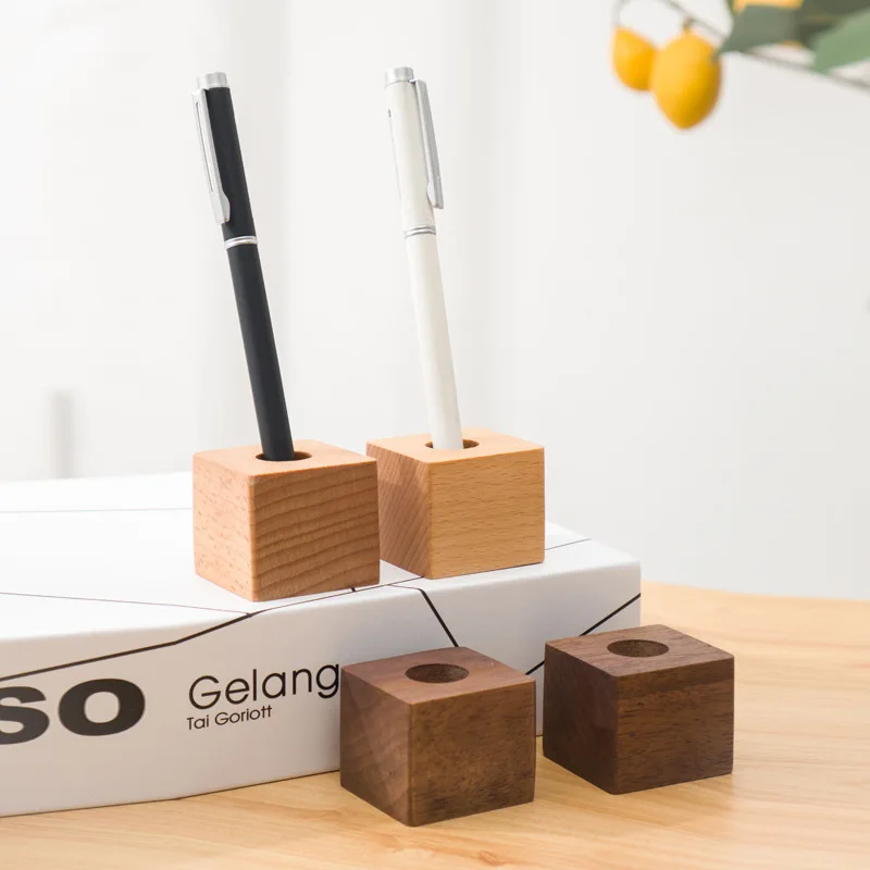 

1pcs Wooden Pen Holder Creative Storage Box Desktop Decoration Simple Desk Supplies Pen Holder Pen Holder