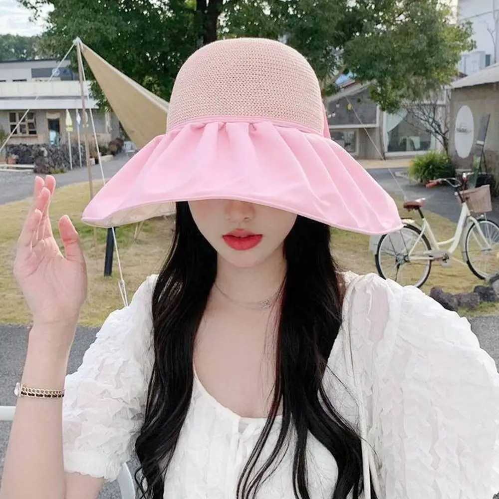 여성용 자외선 차단 버킷 햇, 휴대용 와이드 브림 비치 캡, 통기성 접이식 햇빛가리개 모자, 여름