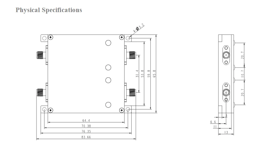SZHUASHI 2.4G 및 5.8GHz 4W 36dBm 듀얼 주파수 및 채널 신호 증폭기 IEEE 802.11b/g/n 무선 WLAN 응용 프로그램용